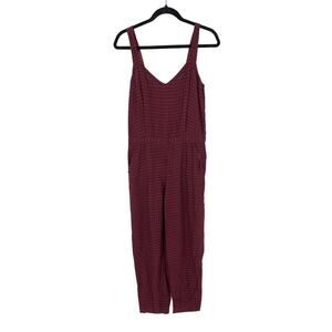 Madewell Jumpsuit Women's Size Medium Maroon Hashtag Dot Print Sleeveless
